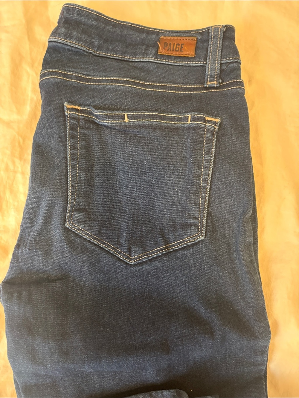 PAIGE Dark Blue Skinny Jeans with Contrast Stitching
